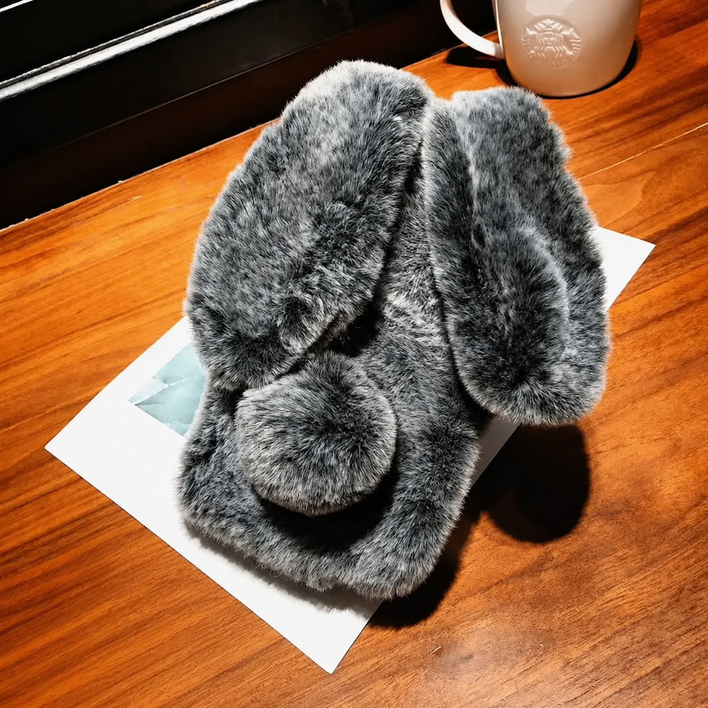 Plush rabbit ears phone case