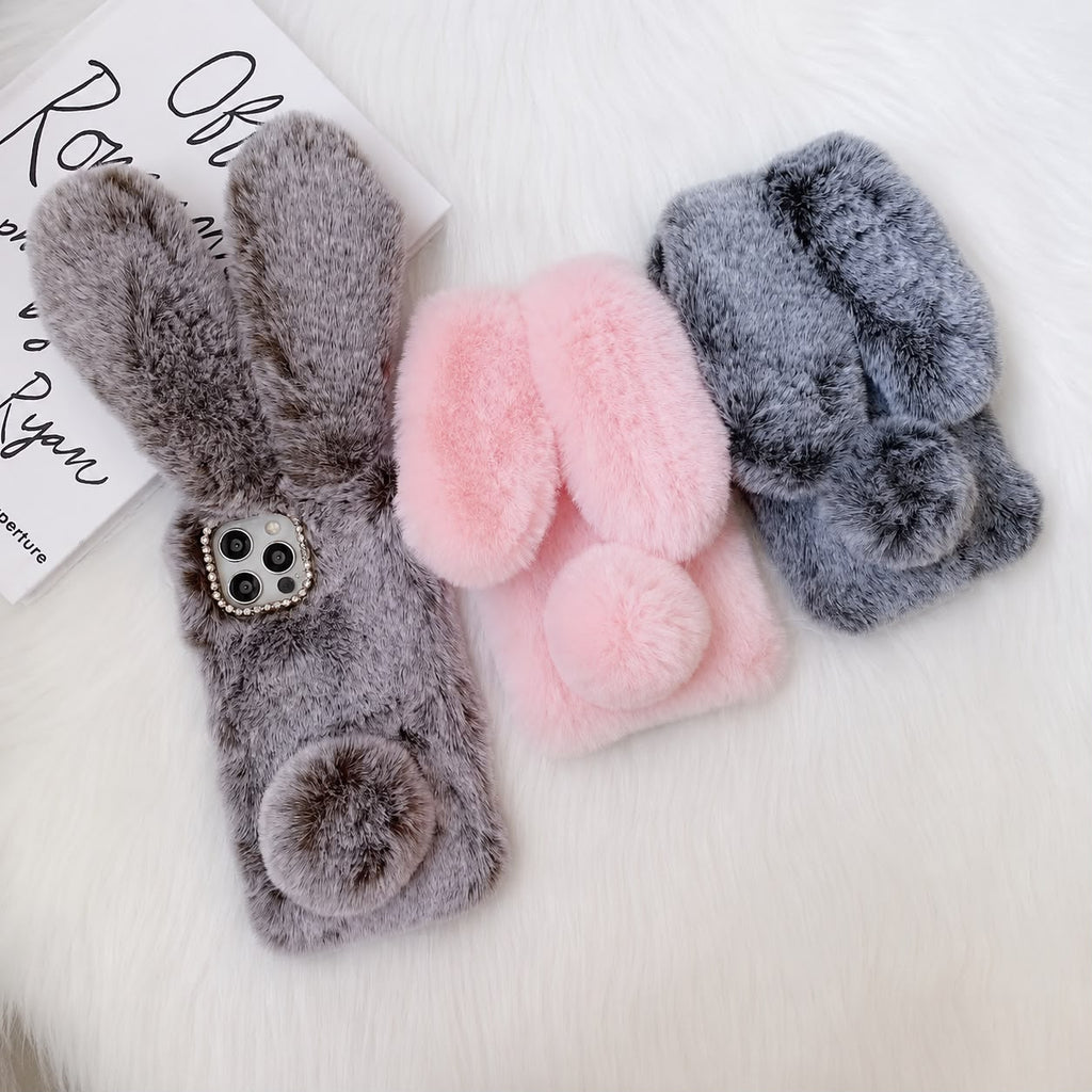 Plush rabbit ears phone case