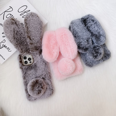 Plush rabbit ears phone case